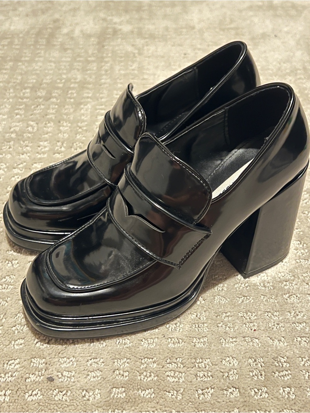 Steve Madden Women's Pingo Heeled Platform Loafers - Black (Size 6M) - Picture 4 of 7